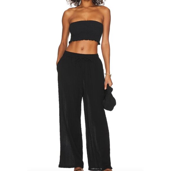 Vitamin A Other - NWT VITAMIN A  Costa Black Beach Pants Organic Crinkle Cotton Size Small